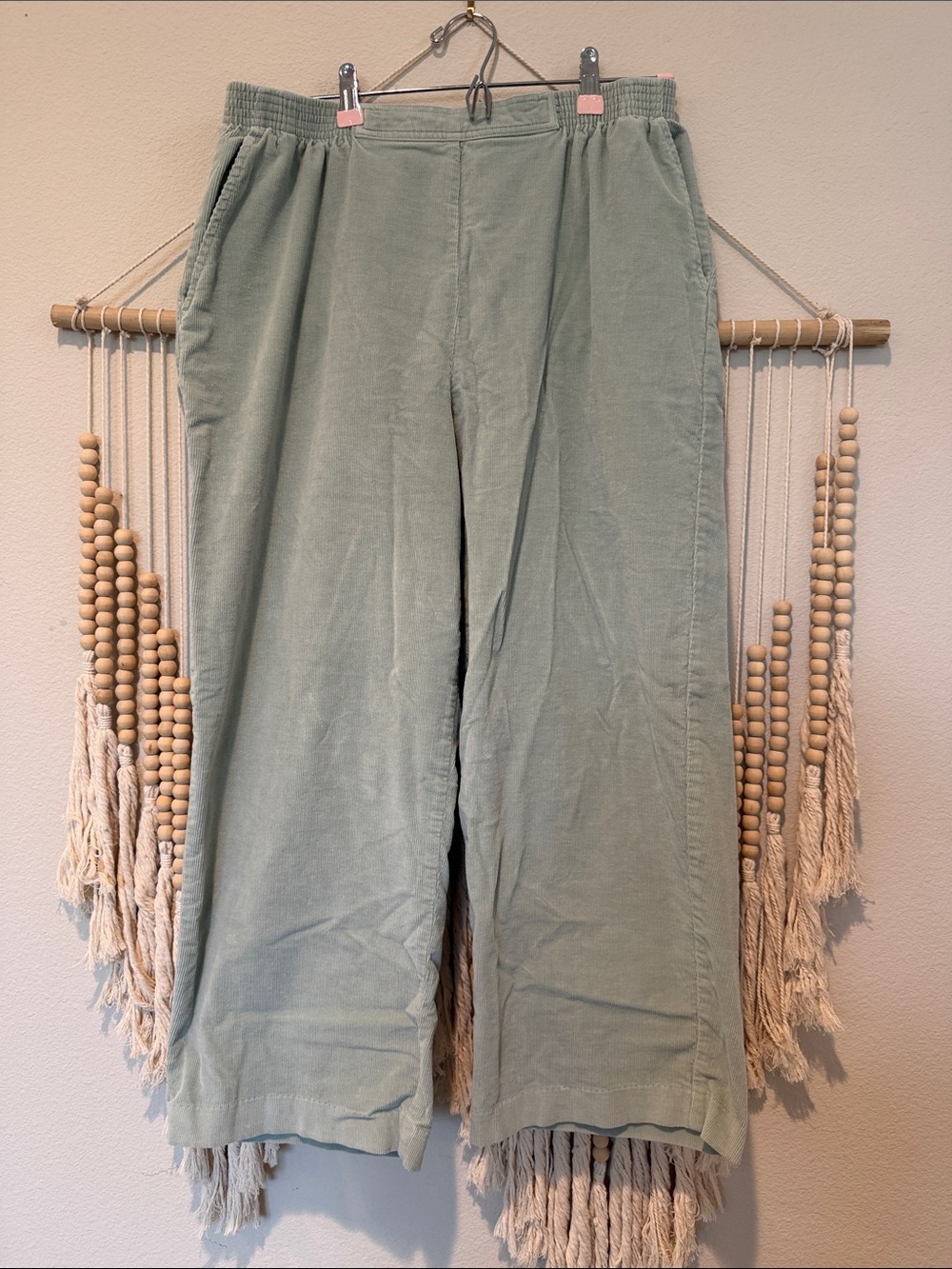 Vintage Cottage Core Alfred Dunner Light Pistachio Green Corduroy Cord Pants 16W